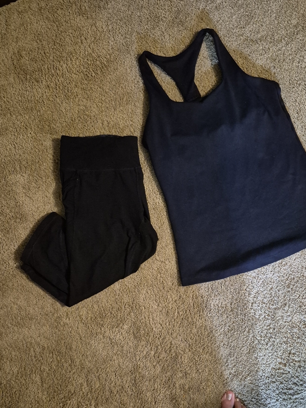 all in motion Black Racerback Tank Sports Bra Top & Yoga Capris